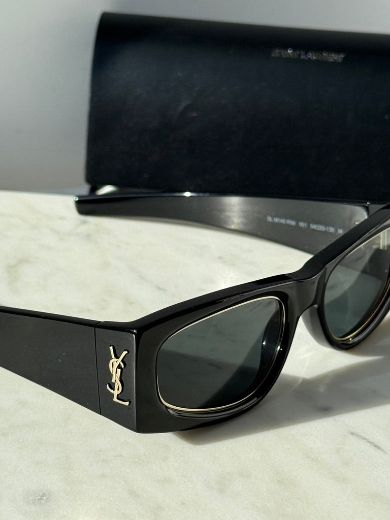 Saint Laurent SLM140 Rim Sunglasses in Black Gold