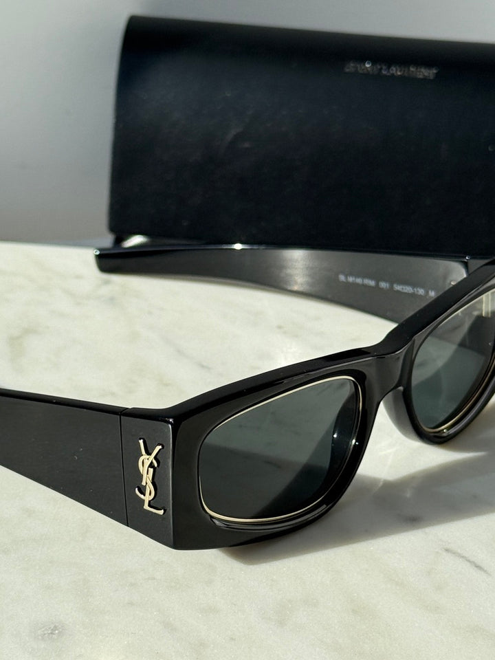 Saint Laurent SLM140 Rim Sunglasses in Black Gold