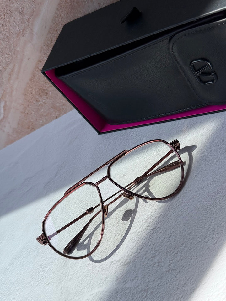 Valentino VLX133-C Rose Gold Aviator Pilot Frames