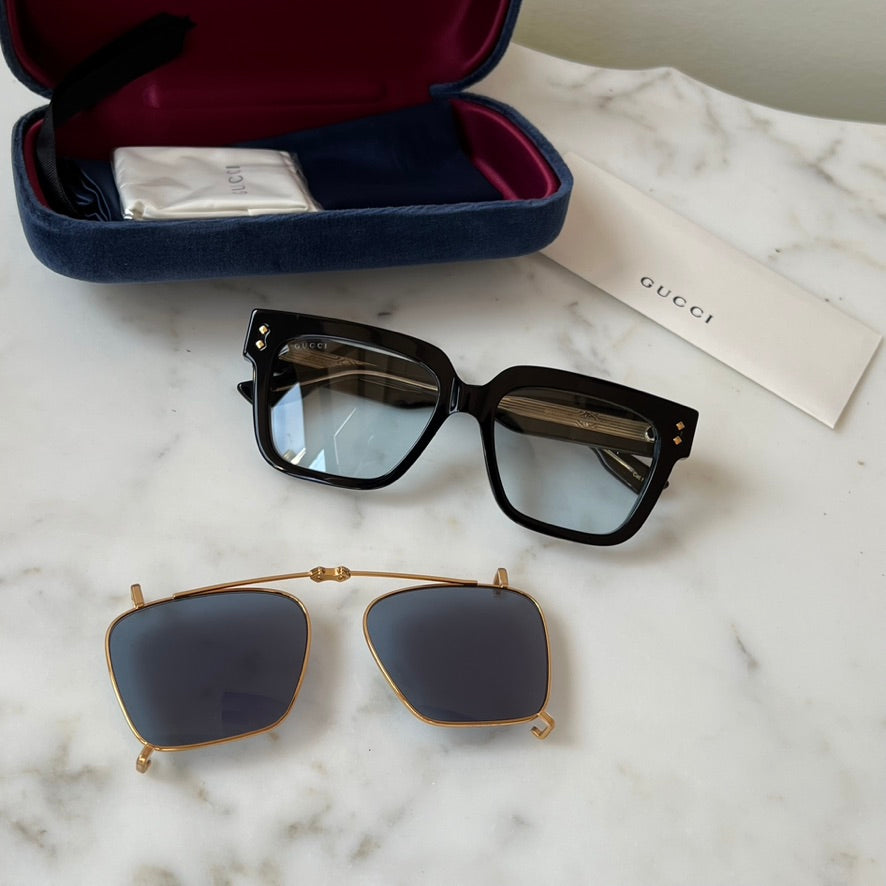 Gucci GG1084S Black Clip On Sunglasses