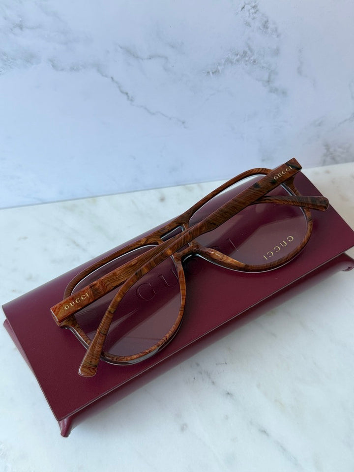 GG1044O Aviator Eyeglasses Frames in Blue Brown