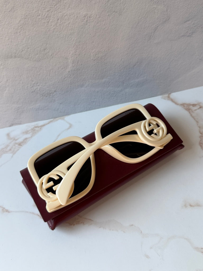 Gucci GG1326S Oversized Square Sunglasses in Ivory Grey