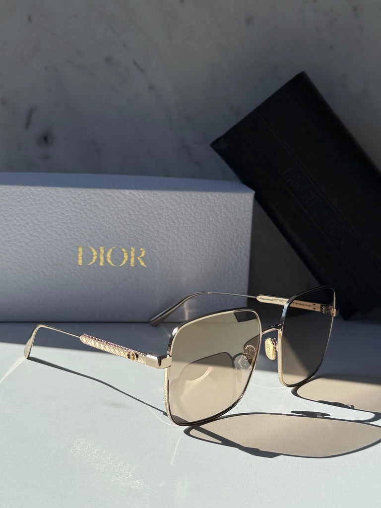 Dior Cannage S1U Square Sunglasses in Rose Gold Mirrored