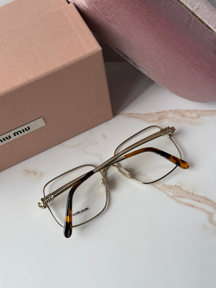 Miu Miu MU51YV Pale Gold Oversized Square Eyeglasses Frames
