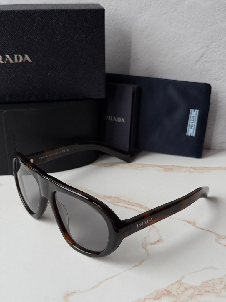 Prada PR C05S Aviator Sunglasses in Havana Grey