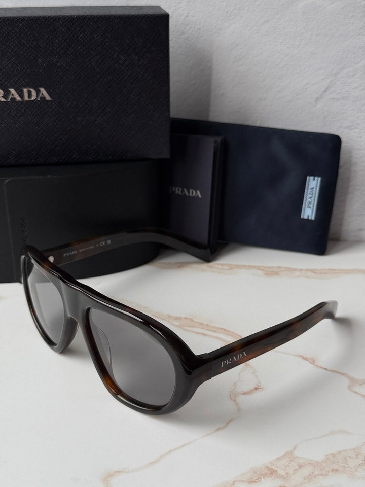 Prada PR C05S Aviator Sunglasses in Havana Grey