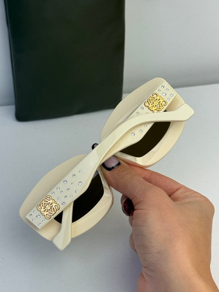 Loewe LW4114IS Anagram Sunglasses in Ivory Crystal | Designer Daydream