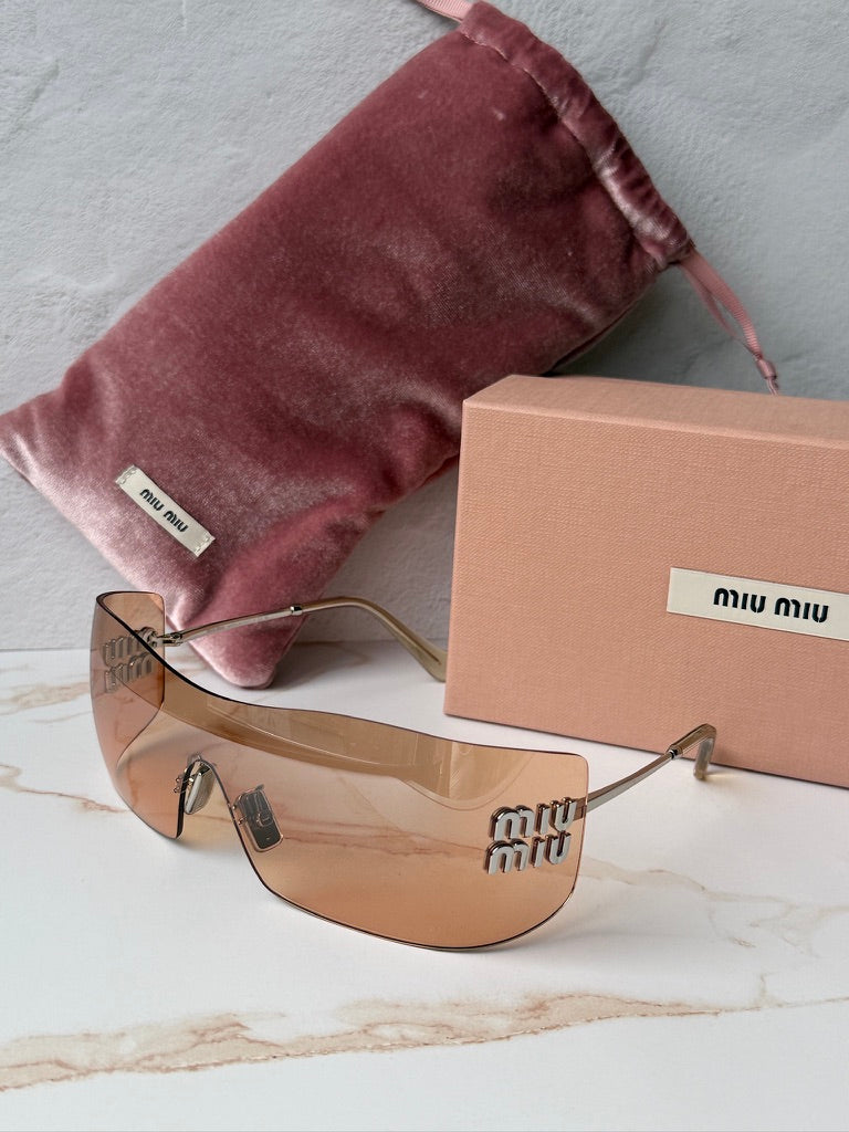 Miu Miu MU B53S Orange Mirror Rimless Mask Sunglasses