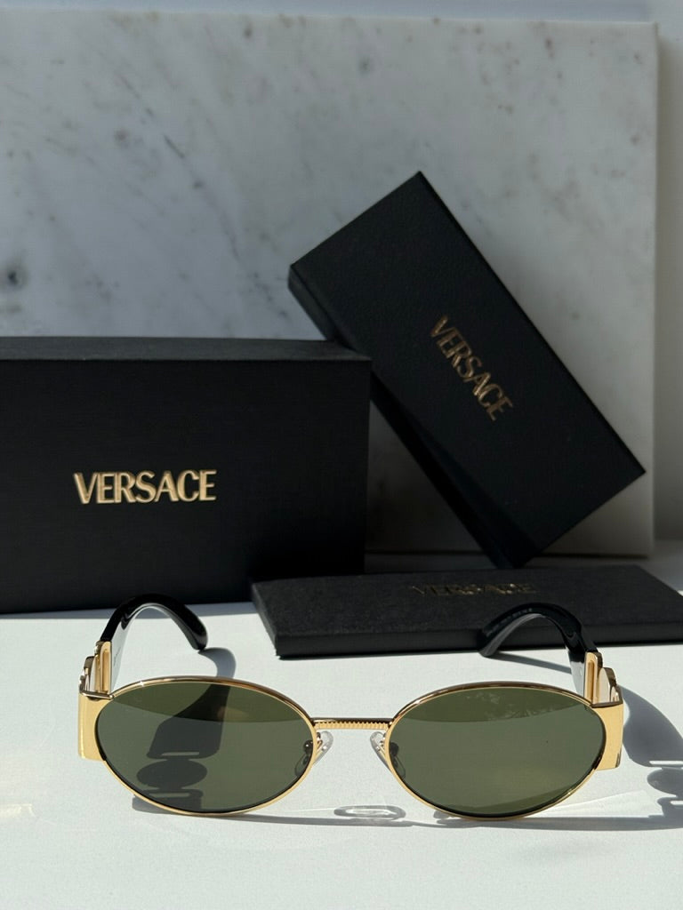 Versace VE2299 Oval Medusa Sunglasses in Gold Green