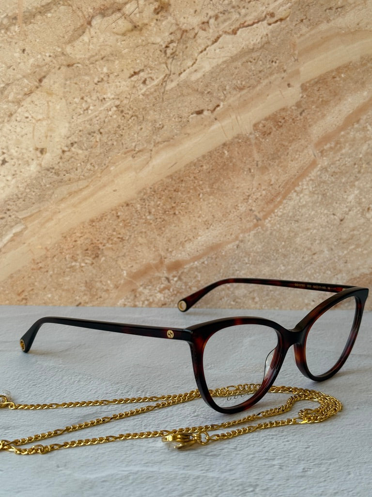 Gucci GG1079O Cat Eye Frames in Brown Chain