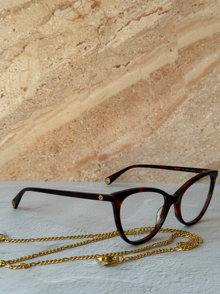Gucci GG1079O Cat Eye Frames in Brown Chain