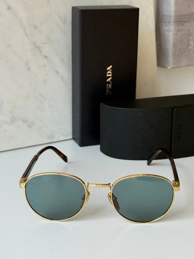 Prada PR B51S Sunglasses in Gold Tinted Blue