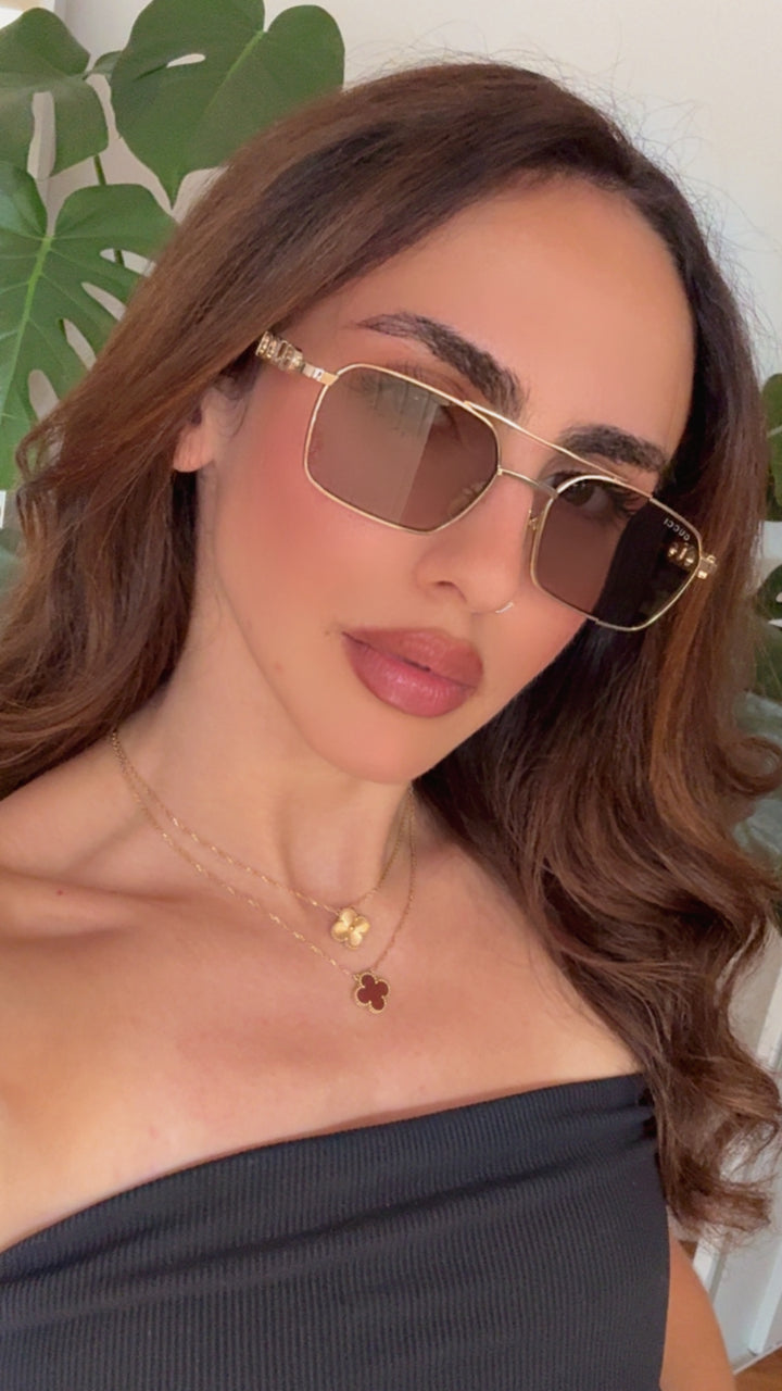Gucci GG1804S Gold Violet Aviator Sunglasses