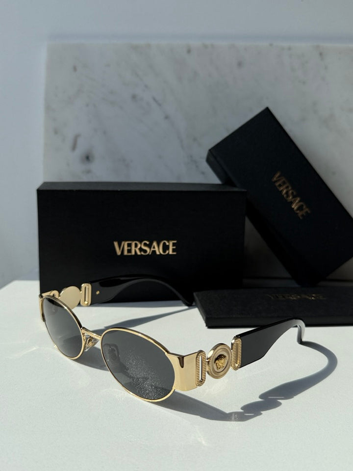 Versace VE2299 Oval Medusa Sunglasses in Gold Grey