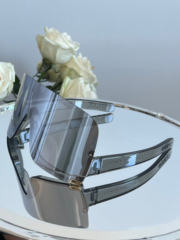 Gucci GG1631S Gafas de sol plateadas con escudo de espejo 