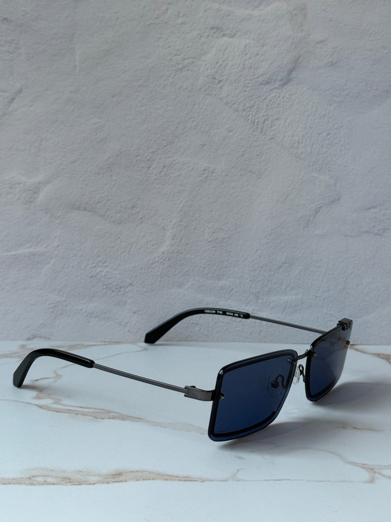 Off White Tampa Square Rimless Sunglasses in Dark Blue