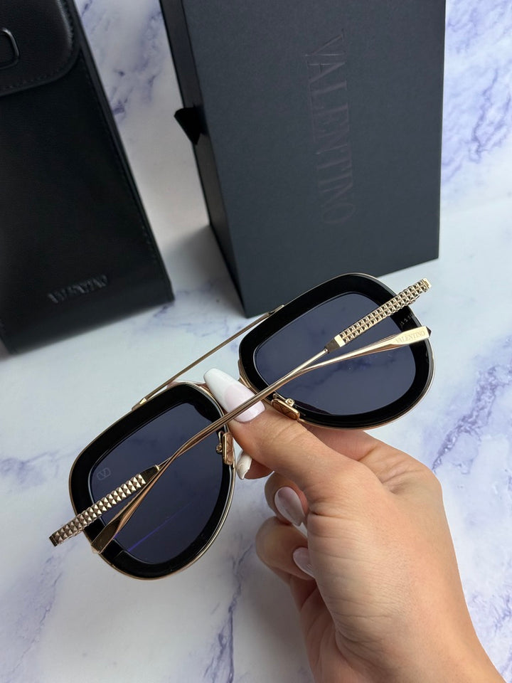Valentino V-Lstory Black Aviator Sunglasses