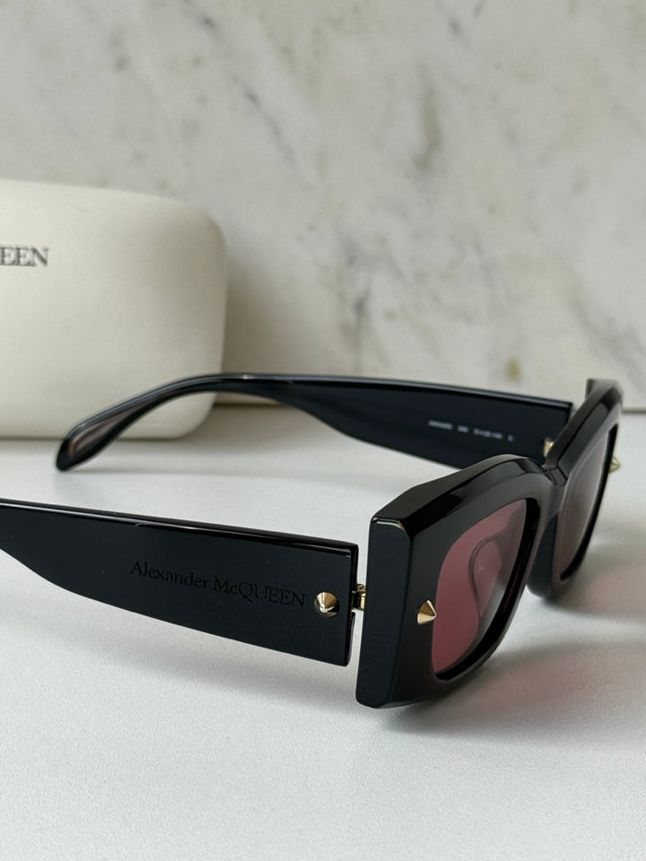 Alexander McQueen AM0426S Black Pink Lens Sunglasses