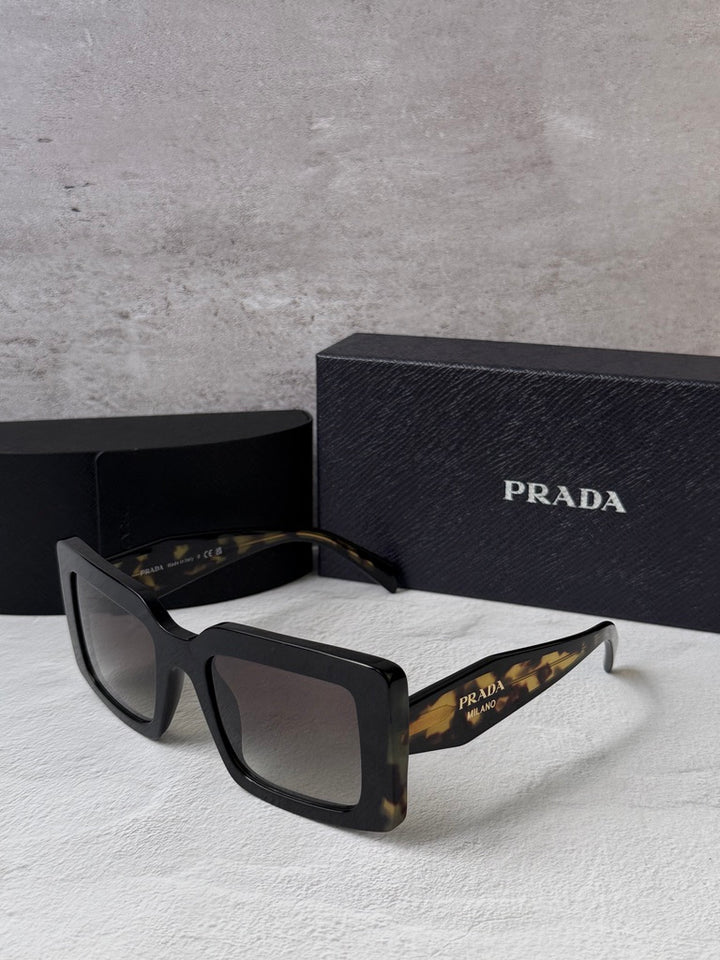 Prada PR D01S Square Sunglasses in Black Havana