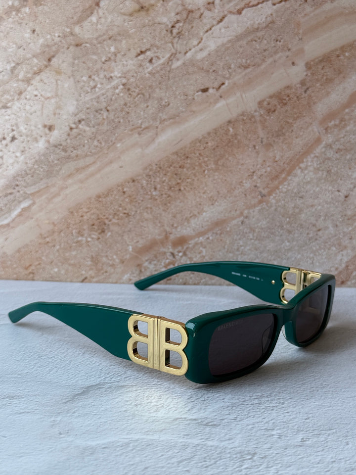 Balenciaga BB0096S Gafas de sol con logo en verde