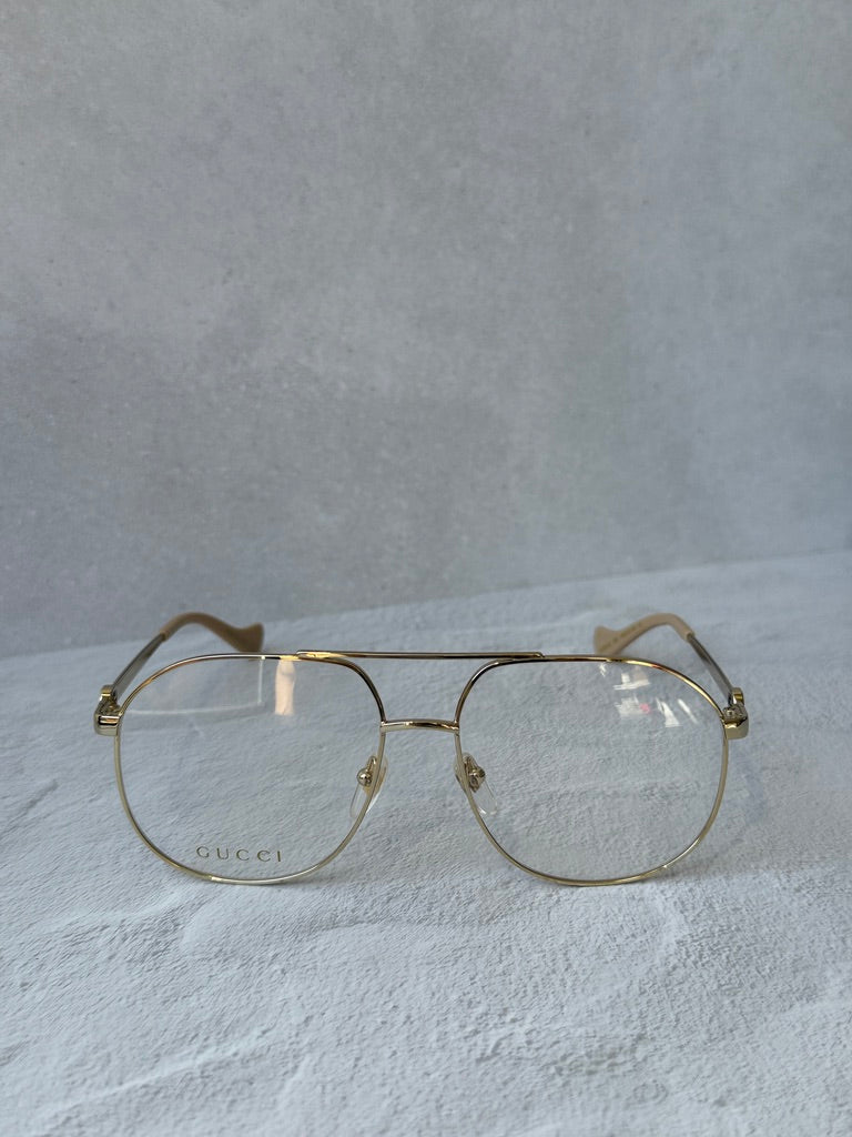 Gucci GG1091O Gold Oversized Aviator Eyeglasses Frames