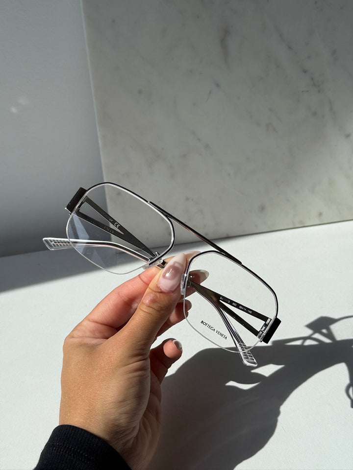 Bottega Veneta BV1067O Aviator Frames in Silver
