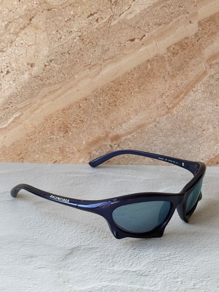 Balenciaga BB0229S Bat Sunglasses in Blue Mirror