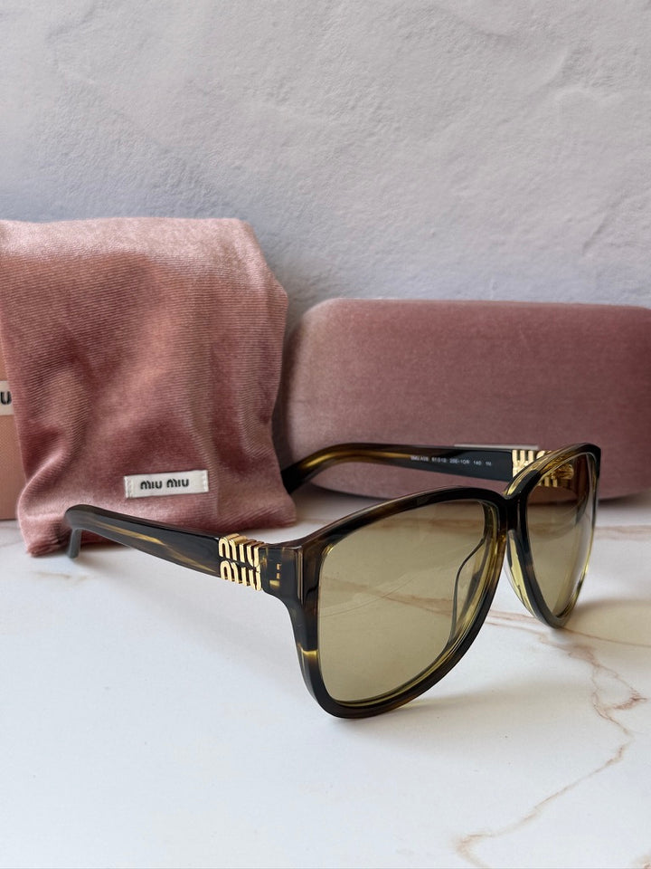 Miu Miu MUA08S Brown Yellow Oversized Sunglasses
