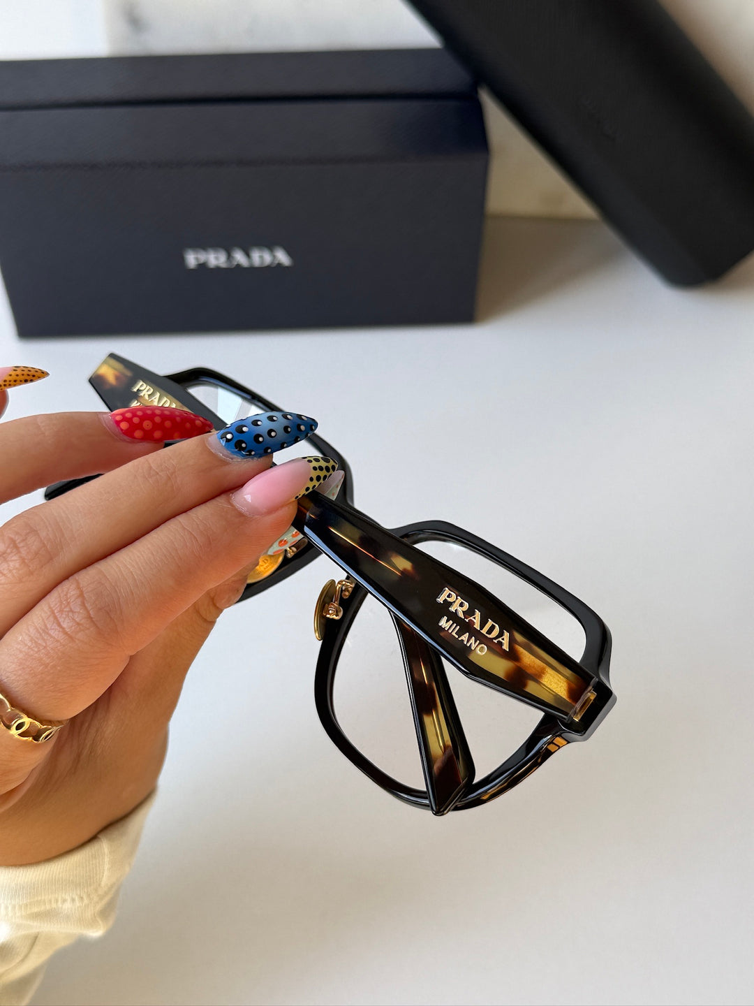 Prada PR B07VD Eyeglasses Frames in Black Havana