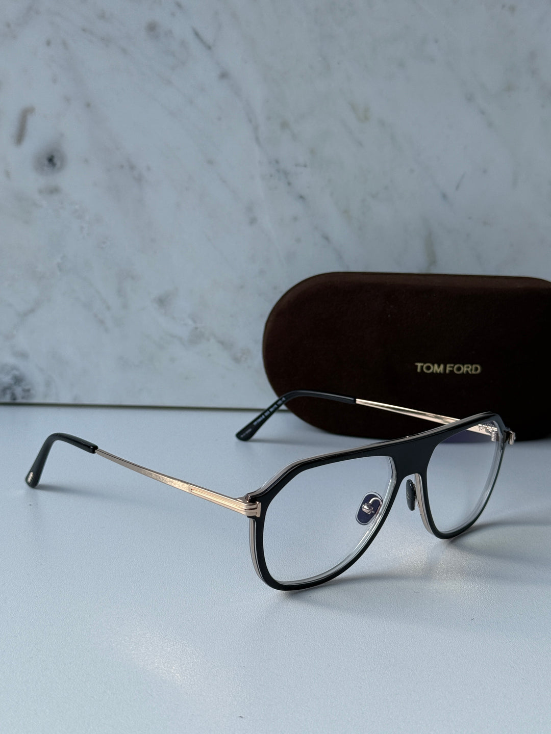 Tom Ford FT5943-B Black Gold Aviator Bluelight Frames