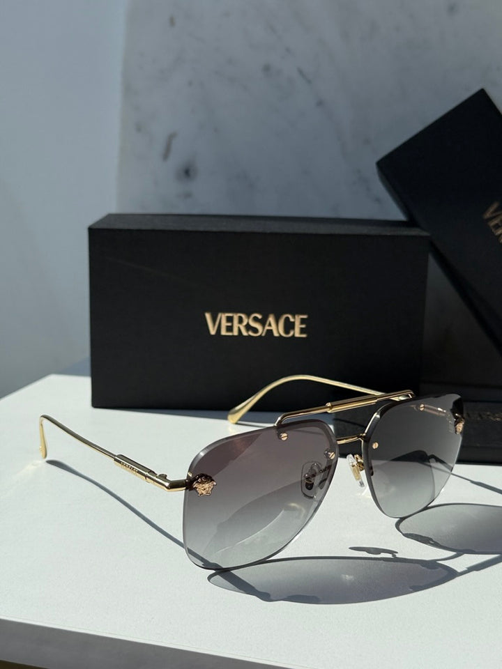 Versace VE2296 Medusa Aviator Sunglasses in Gold Grey