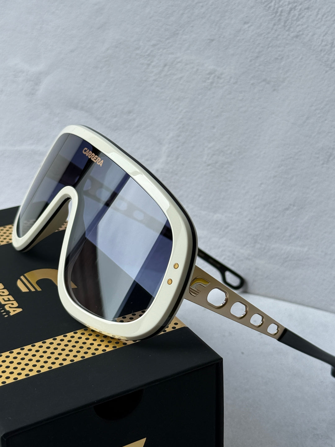 Carrera Flaglab 17 Oversized Mask Sunglasses in White
