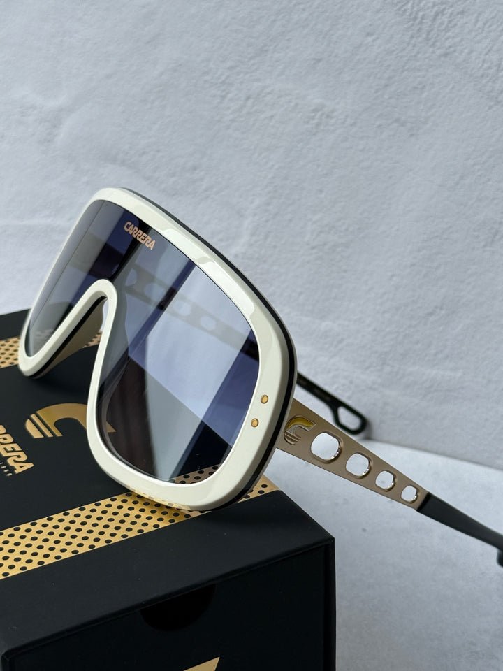 Carrera Flaglab 17 Oversized Mask Sunglasses in White