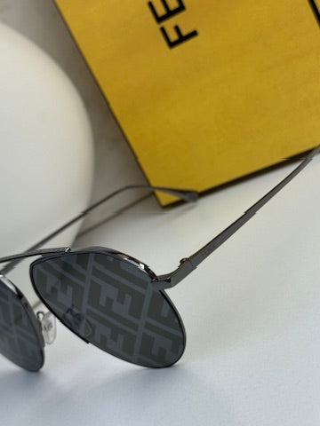 Fendi FE40061U Grey Monogram Mirror FF Aviator Sunglasses