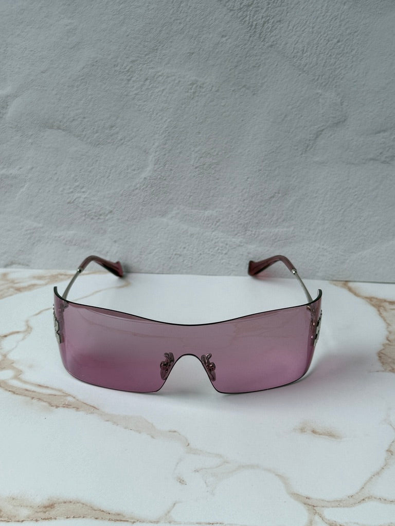 Miu Miu MU B53S Pink Mirror Rimless Mask Sunglasses