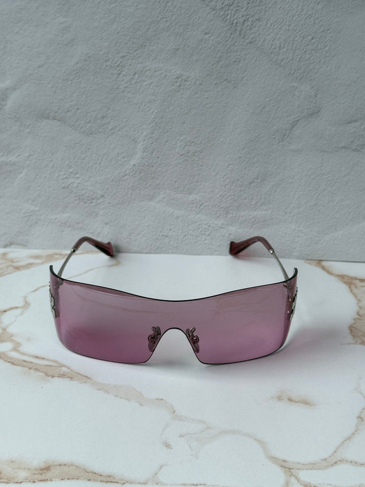 Miu Miu MU B53S Pink Mirror Rimless Mask Sunglasses