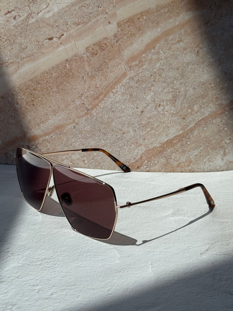Tom Ford Stella FT1185 Oversized Aviator Sunglasses in Gold Brown