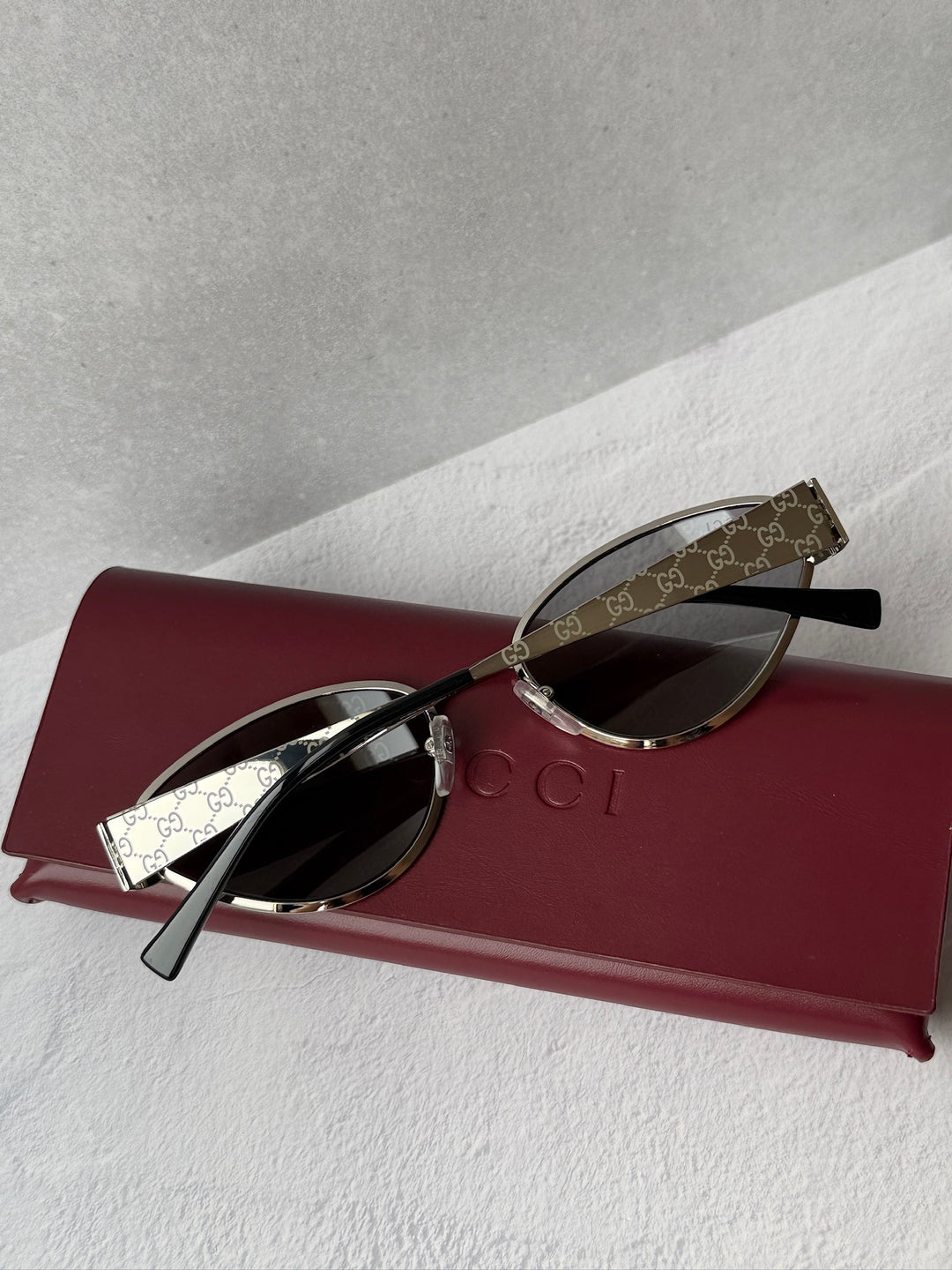 Gucci GG1853S Silver Monogram Mirror Cat Eye Sunglasses