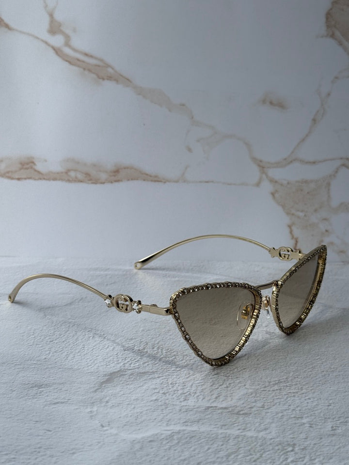Gucci GG1569S Cat Eye Sunglasses in Gold Crystal