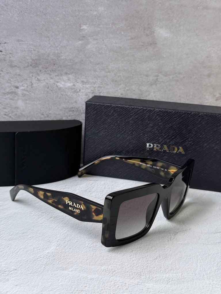 Prada PR D01S Square Sunglasses in Black Havana