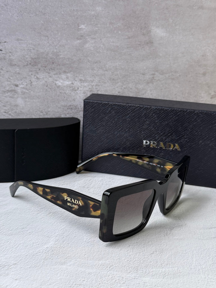 Prada PR D01S Square Sunglasses in Black Havana
