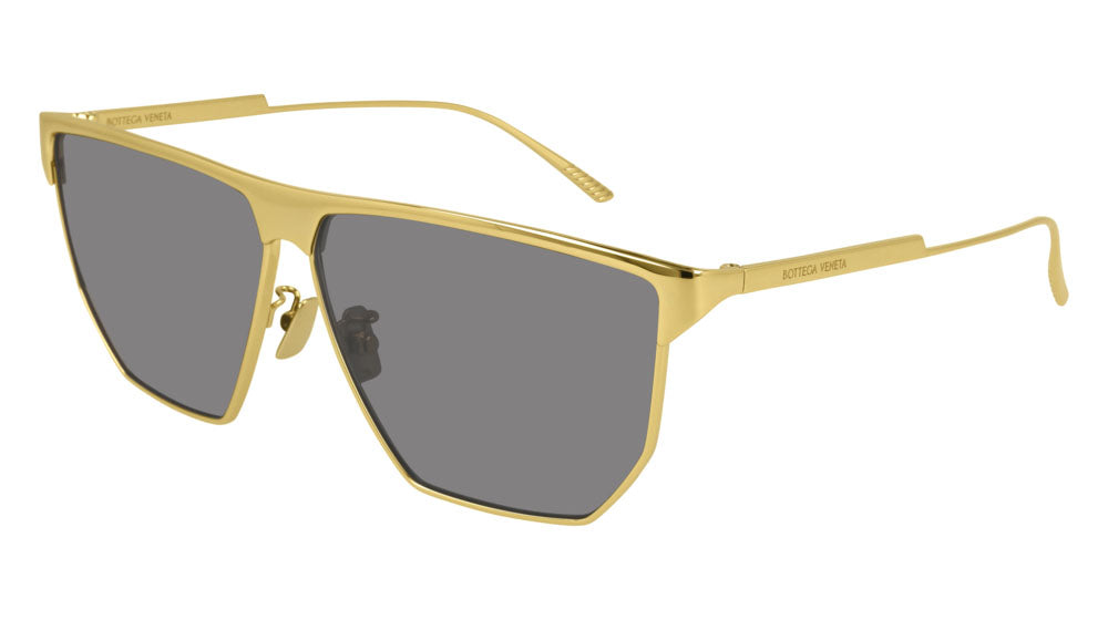 Bottega Veneta aviator sunglasses with gold frame and dark gray lenses