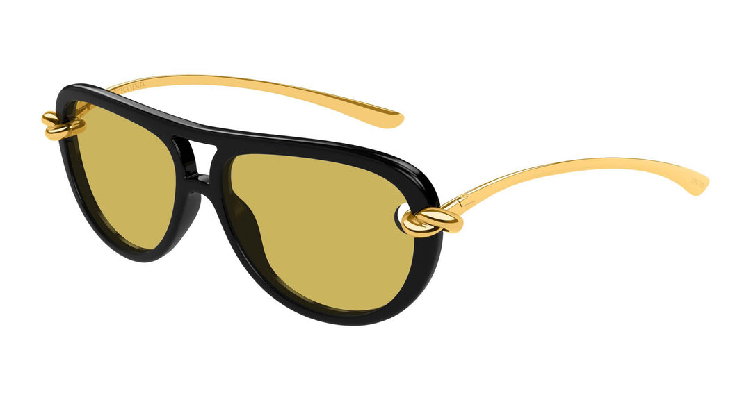Bottega Veneta BV1418S Aviator Sunglasses in Black Yellow