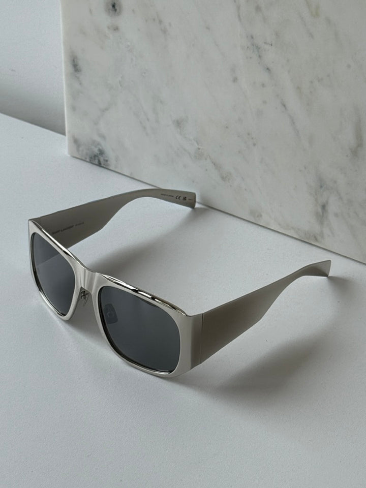 Saint Laurent SL636 Oversized Sunglasses in Silver