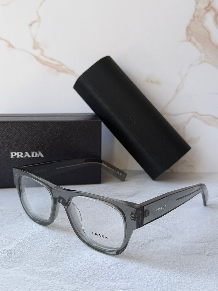Prada PR D08VU Rectangular Eyeglasses Frames in Transparent Green