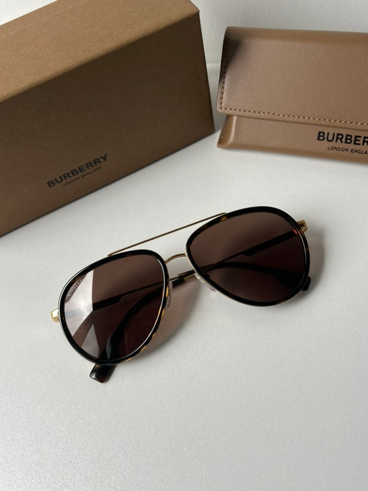 Burberry BE3125 Oliver Aviator Sunglasses in Brown Gold