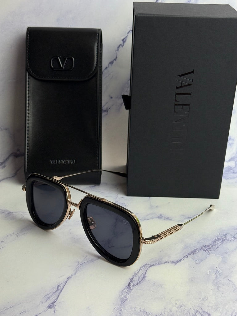 Valentino V-Lstory Black Aviator Sunglasses