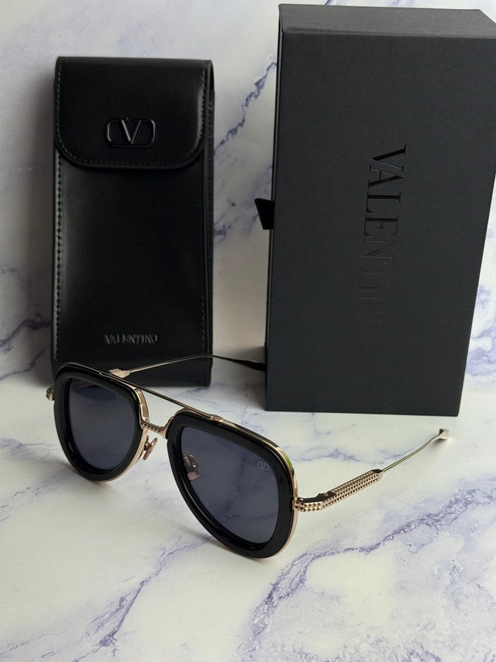 Valentino V-Lstory Black Aviator Sunglasses