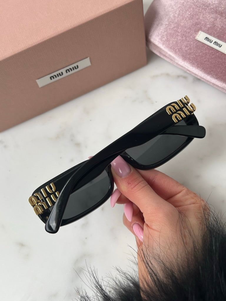 Miu Miu MU08ZS Black Gold Slim Sunglasses