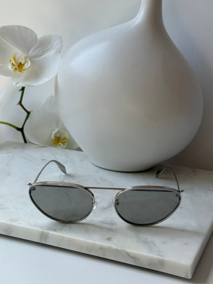 Alexander McQueen AM0424S Silver Cat Eye Sunglasses